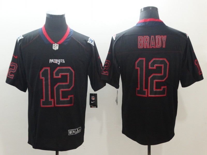 Men's New England Patriots Tom Brady #12 Black Game Jerseys