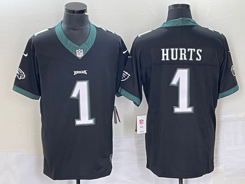 Men's Philadelphia Eagles Jalen Hurts #1 Black Game Jerseys