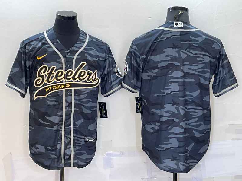 Men's Pittsburgh Steelers Gray Camouflage Blank Jerseys