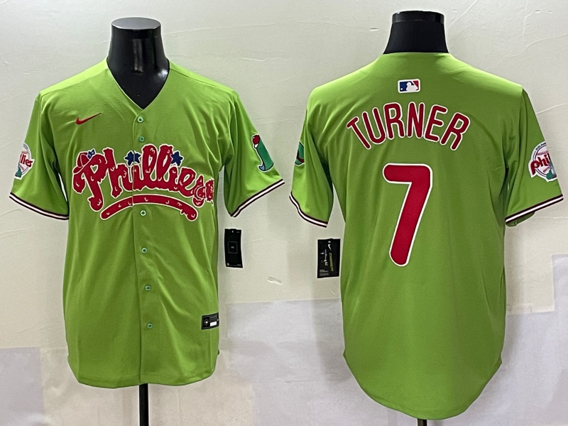 Men's Philadelphia Phillies Trea Turner #7 Green Player Jerseys