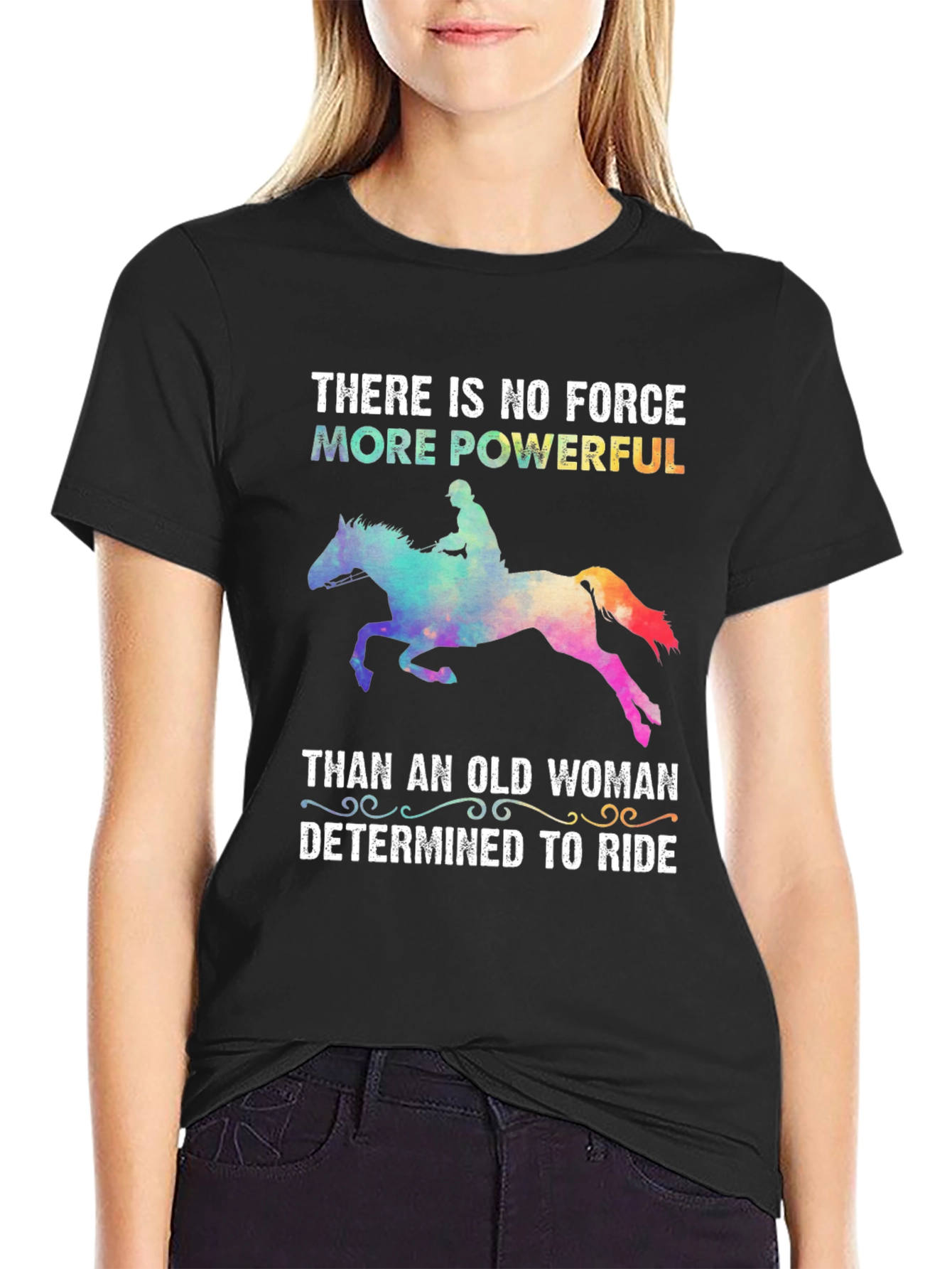 Powerful Old Woman Horse Ride T-Shirt