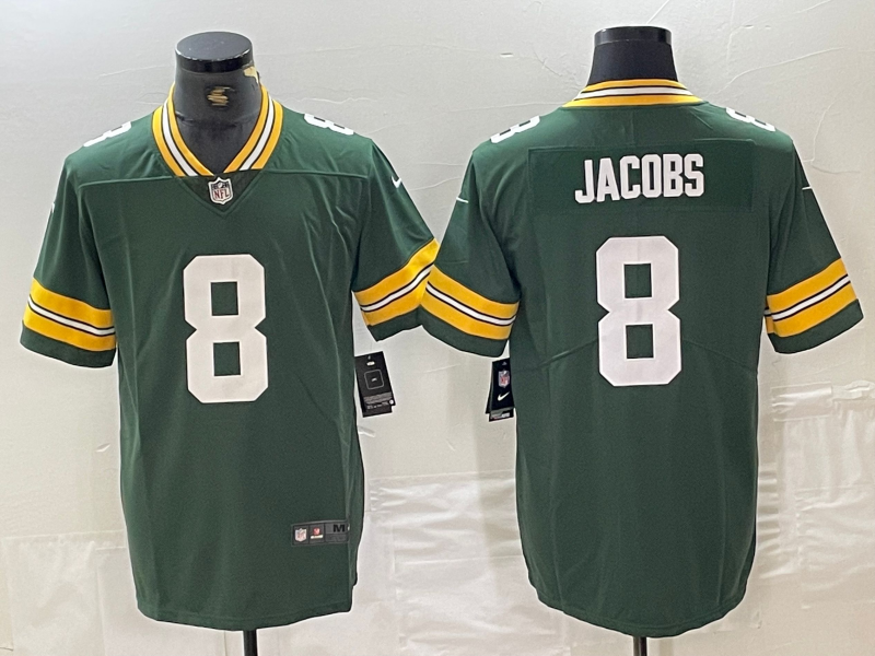 Men's Green Bay Packers Josh Jacobs #8 Green Game Player Jerseys