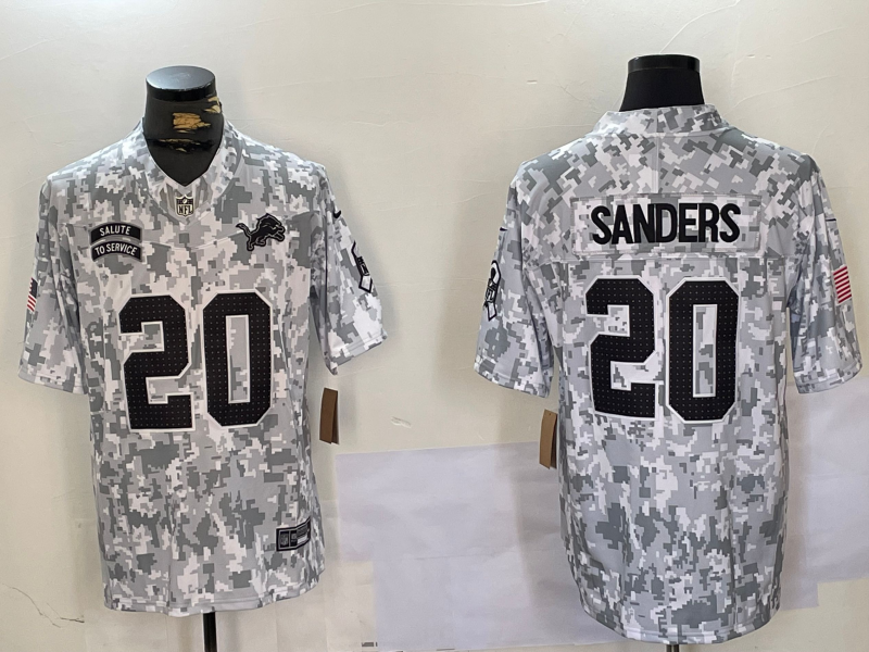 Men's Detroit Lions Barry Sanders #20 Arctic Camo 2024 Salute to Service Retired Player Limited Jerseys