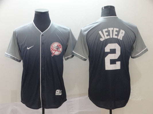 Men's New York Yankees Derek Jeter #2 Gray Stitched Jerseys