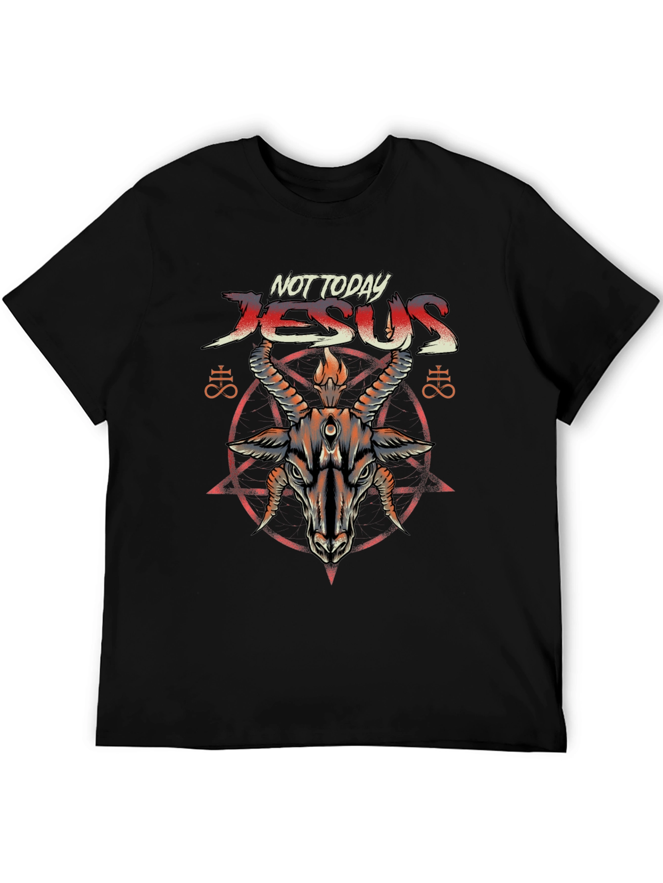 Not Today Jesus T-Shirt Baphomet Satanic Goat Tee
