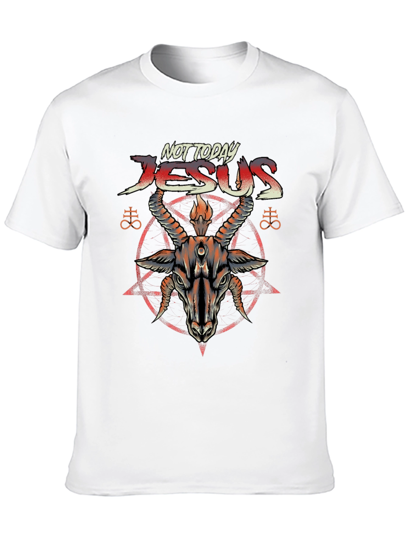 Not Today Jesus T-Shirt Baphomet Satanic Goat Tee