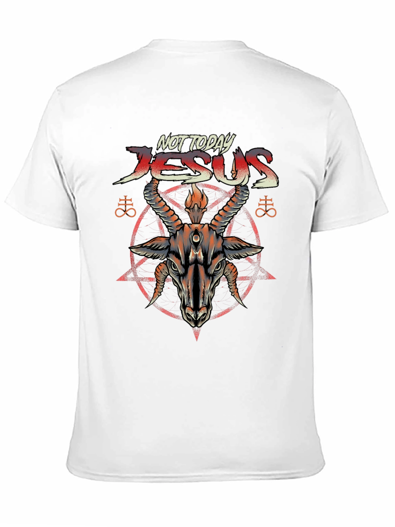 Not Today Jesus T-Shirt Baphomet Satanic Goat Tee
