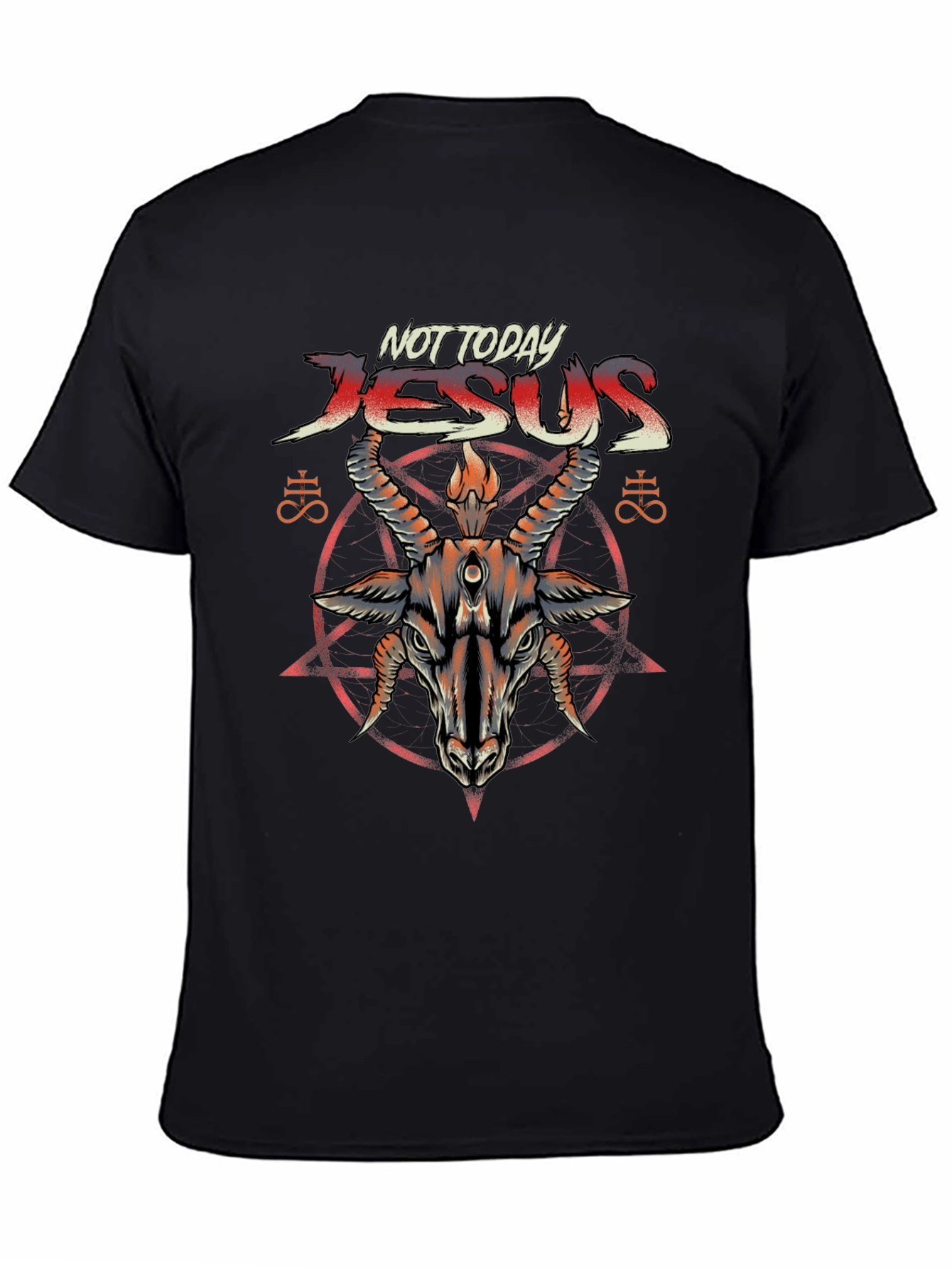 Not Today Jesus T-Shirt Baphomet Satanic Goat Tee