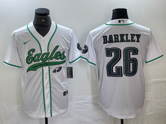 Men's Philadelphia Eagles Saquon Barkley #26 White Player Jerseys Joint Edition