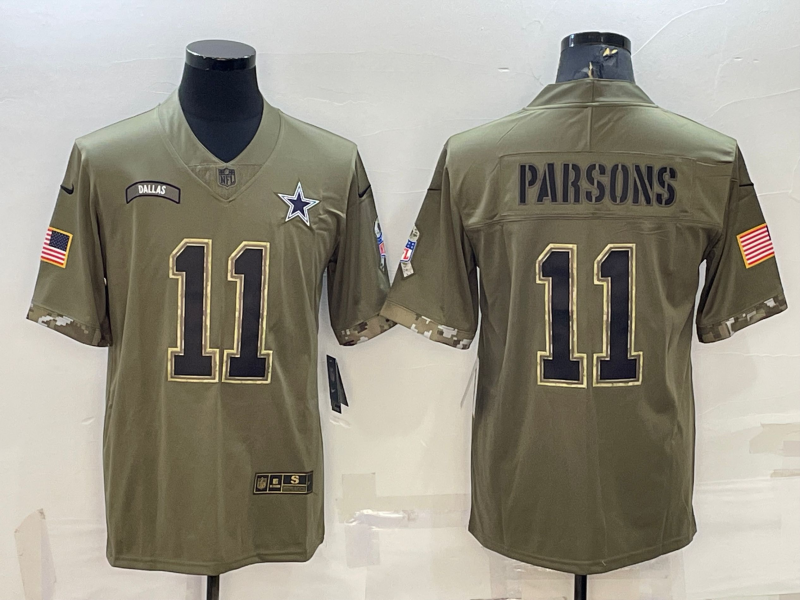 Men's Dallas Cowboys Micah Parsons #11 Olive 2022 Salute To Service Limited Jerseys