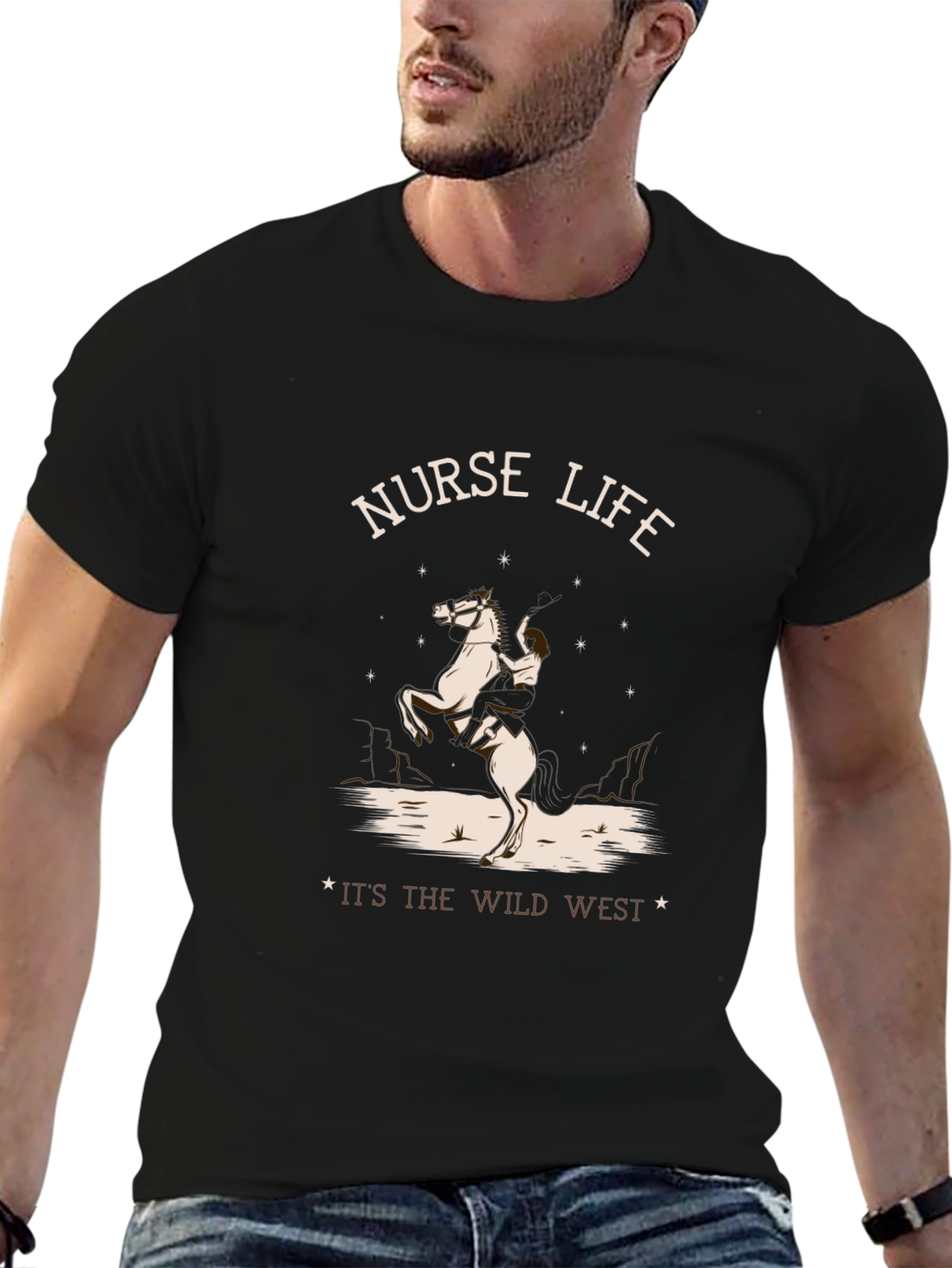 Nurse Life Wild West Black T-Shirt