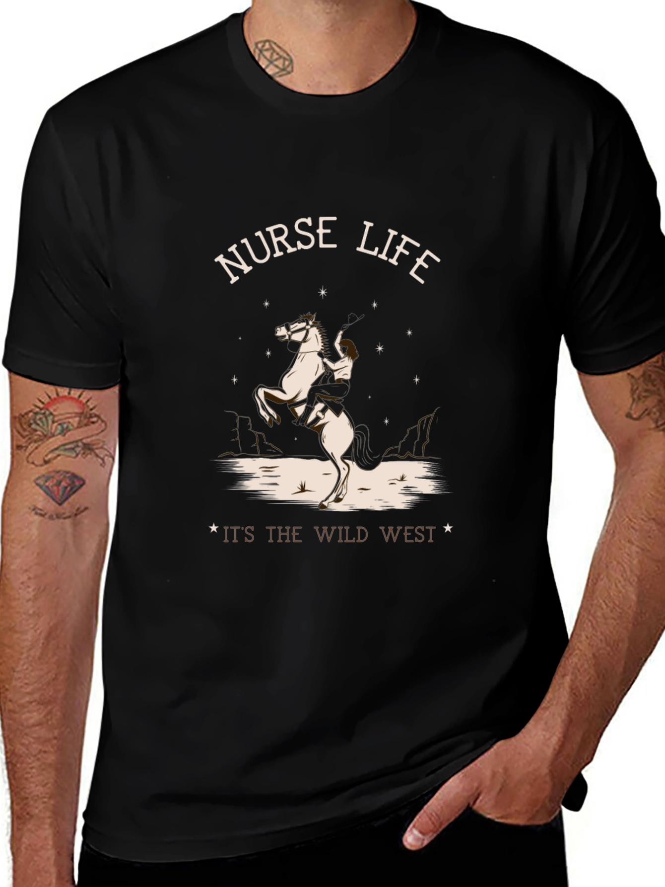 Nurse Life Wild West Black T-Shirt