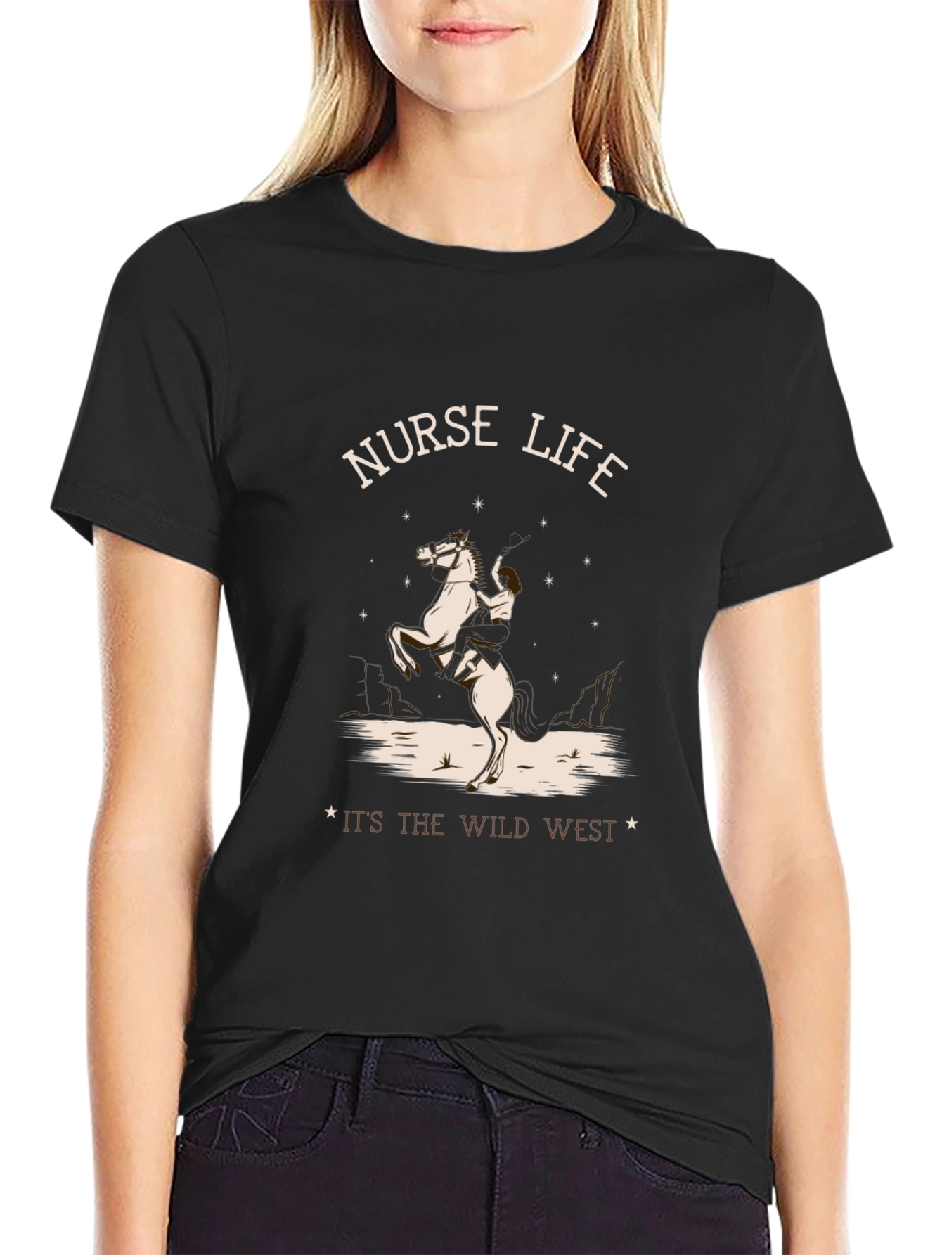 Nurse Life Wild West Black T-Shirt