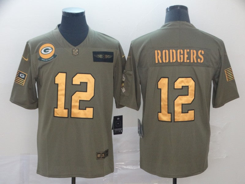 Men's Green Bay Packers Aaron Rodgers #12 Brown Alternate Game Jerseys