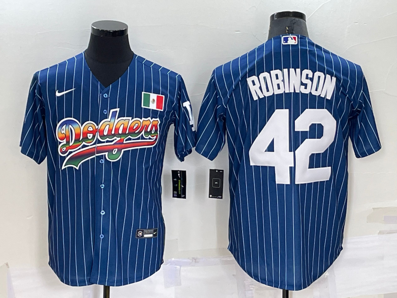 Men's Los Angeles Dodgers Jackie Robinson #42 Blue Fashion Stitched Jerseys