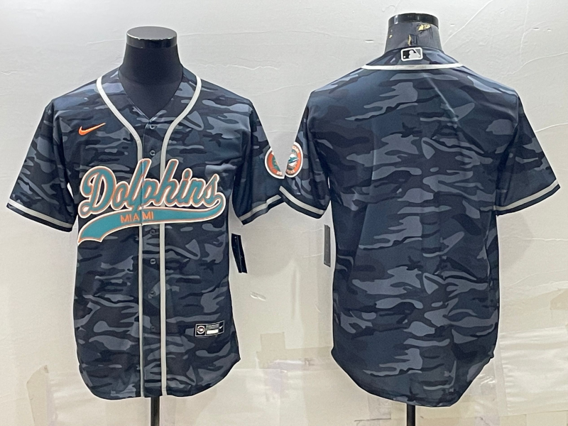 Men's Miami Dolphins Grey Camouflage Blank Jerseys