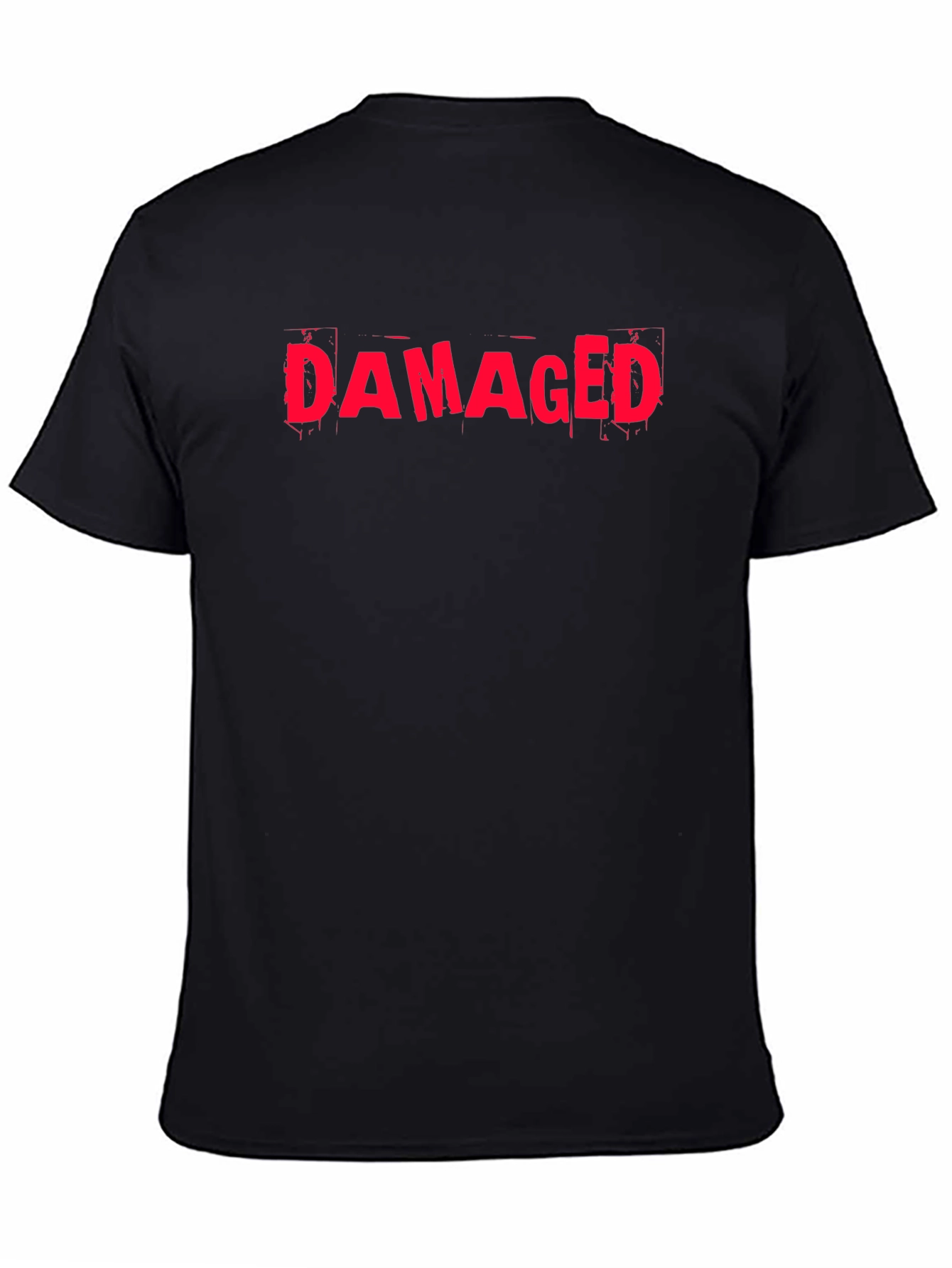 Damaged Graphic Tee - Black Cotton Casual T-Shirt