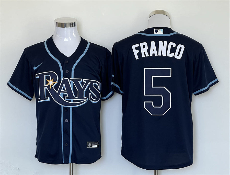 Men's Tampa Bay Rays Wander Franco #5 Navy Replica Baseball Jerseys