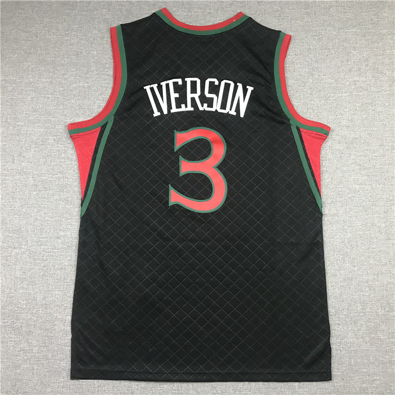 Men's Philadelphia 76ers Allen Iverson Black 1996-97 Hardwood Classics Jerseys