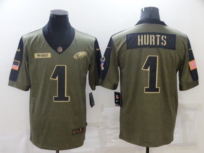 Men's Philadelphia Eagles Jalen Hurts #1 Brown Game Jerseys