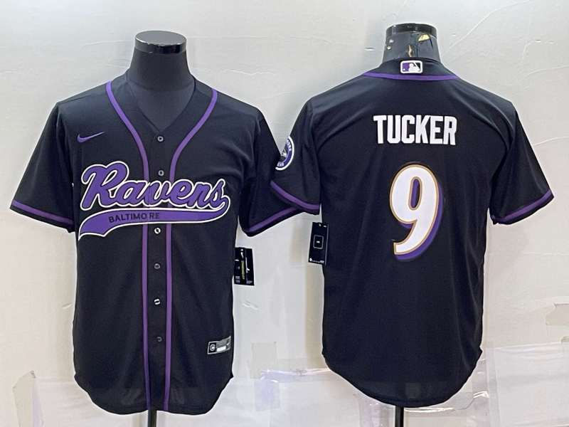 Men's Baltimore Ravens Justin Tucker #9 Black Game Jerseys Joint Edition