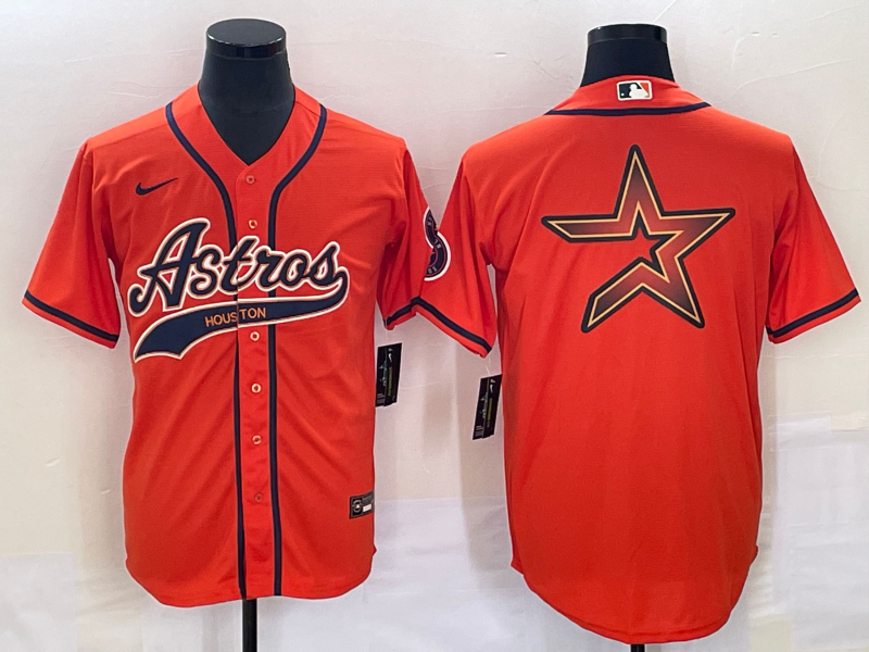 Men's Houston Astros Orange Replica Authentic Jerseys Joint Edition