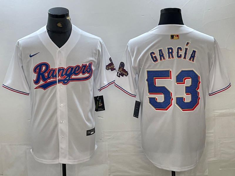 Men's Texas Rangers Adolis Garcia #53 White 2024 Gold Collection Limited Player Jerseys