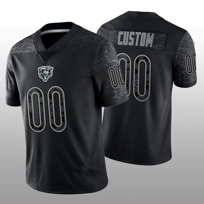 Custom1 Chicago Bears Football Stitched Black RFLCTV Limited Jerseys Stitched Jerseys Football Jerseys