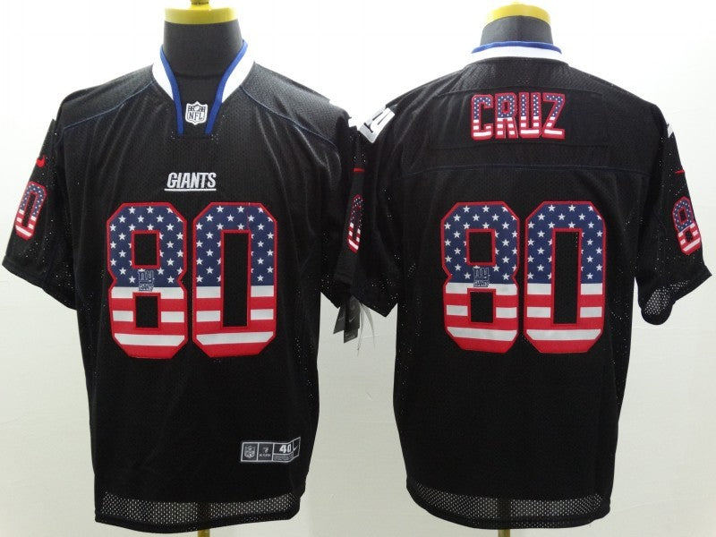 Men's New York Giants Victor Cruz #80 Black Game Jerseys