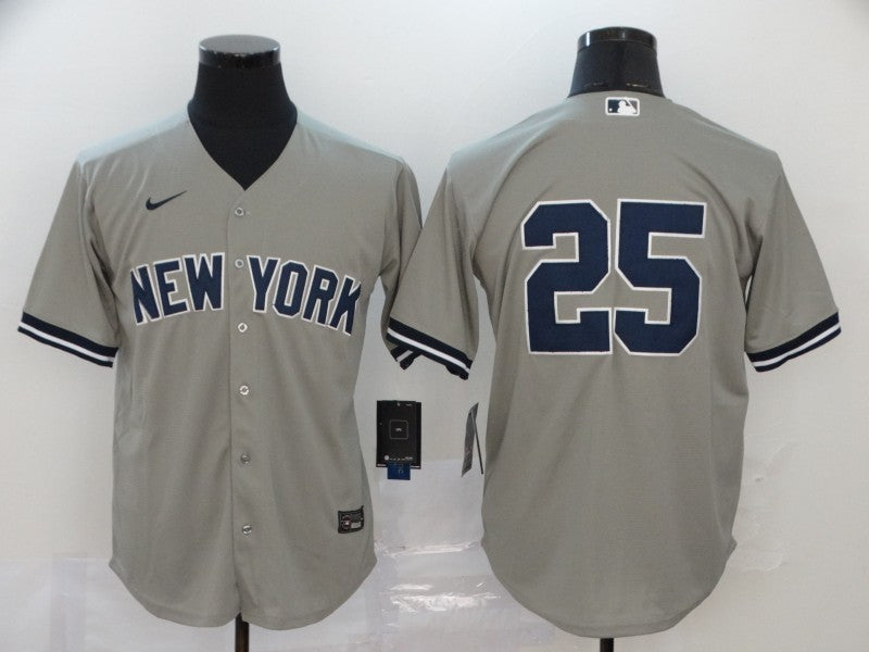 Men's New York Yankees Jason Giambi #25 Gray Replica Player Name Jerseys