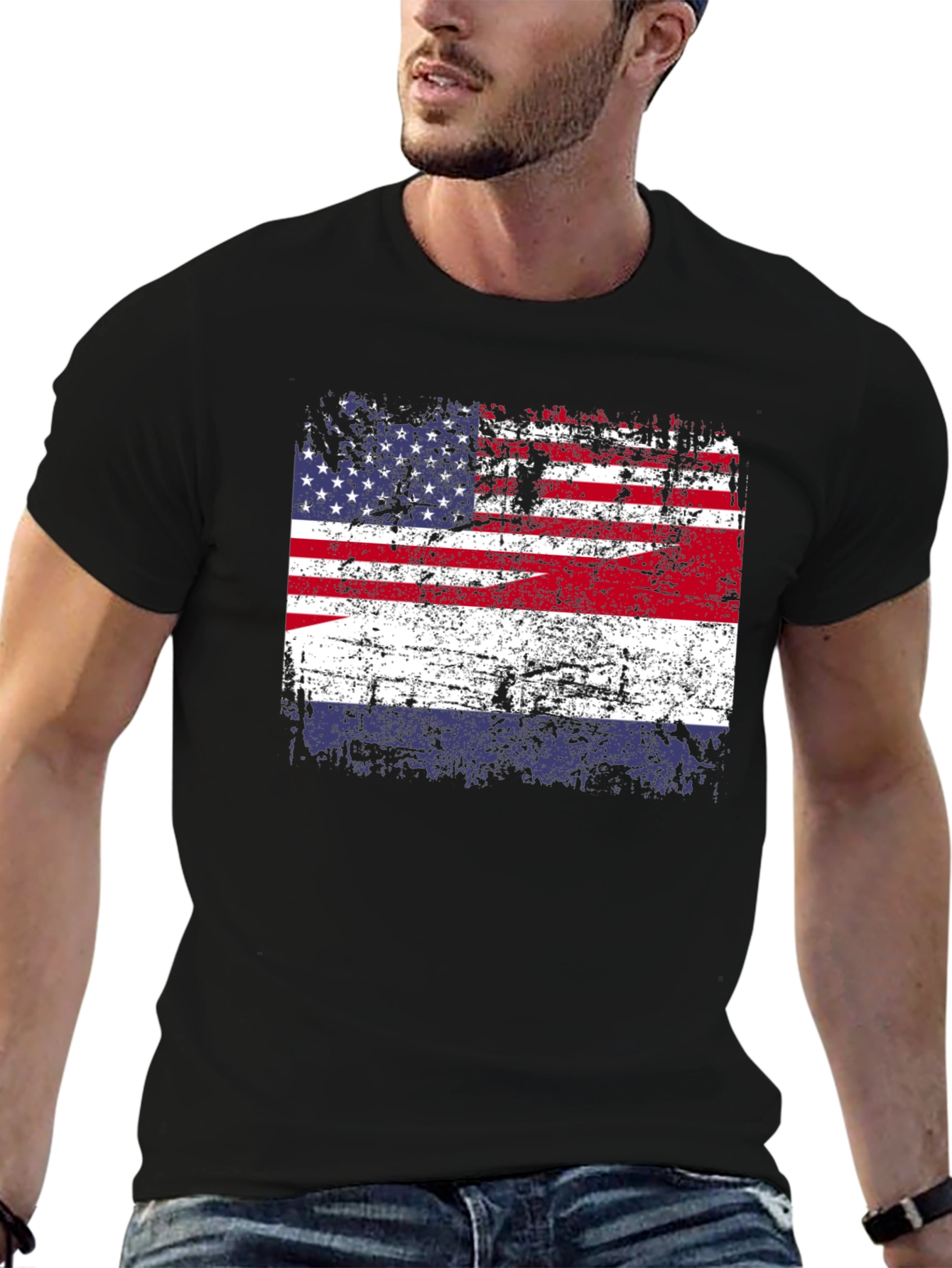 Distressed American Flag Graphic T-Shirt