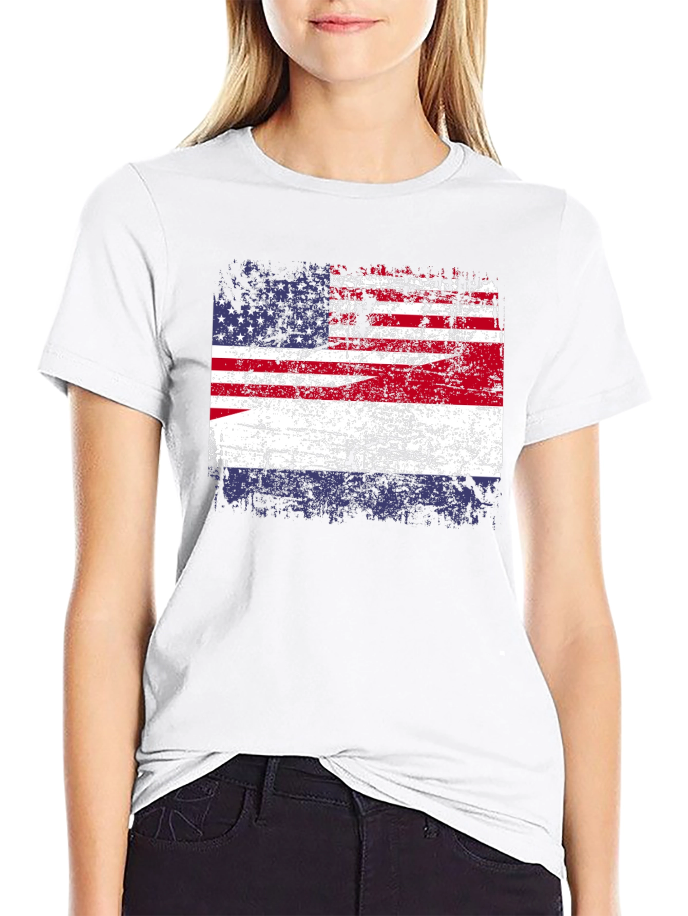 Distressed American Flag Graphic T-Shirt
