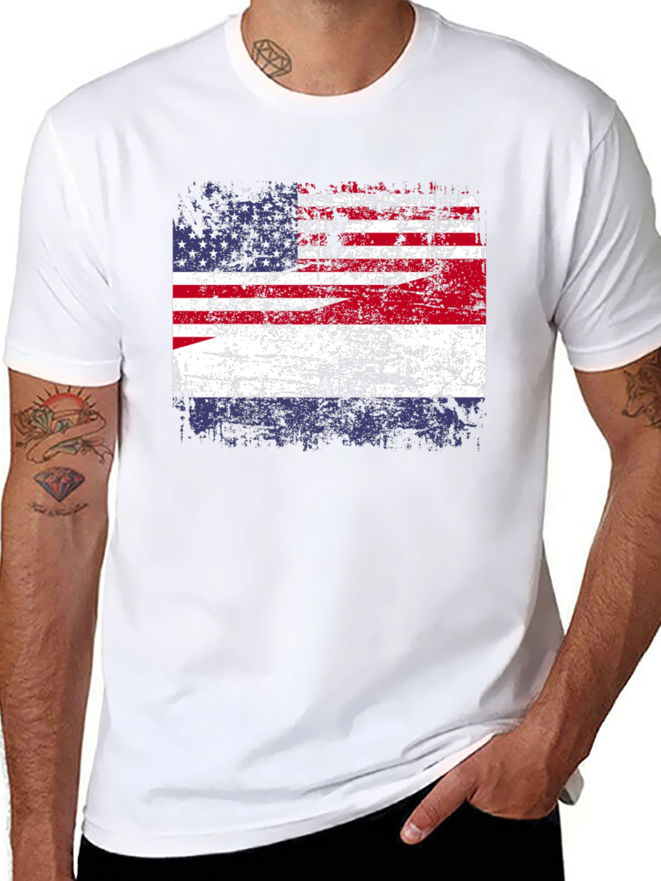 Distressed American Flag Graphic T-Shirt
