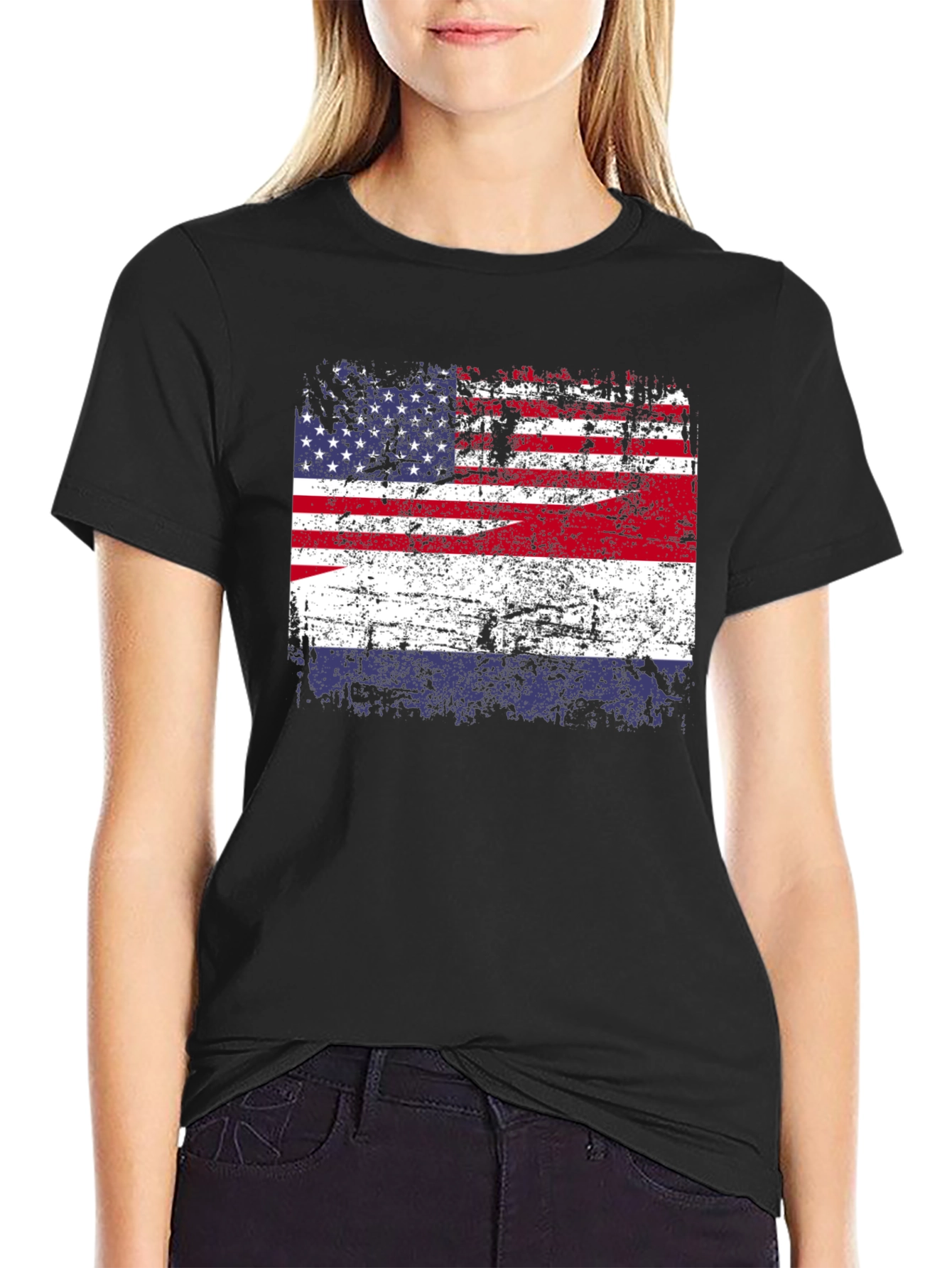Distressed American Flag Graphic T-Shirt
