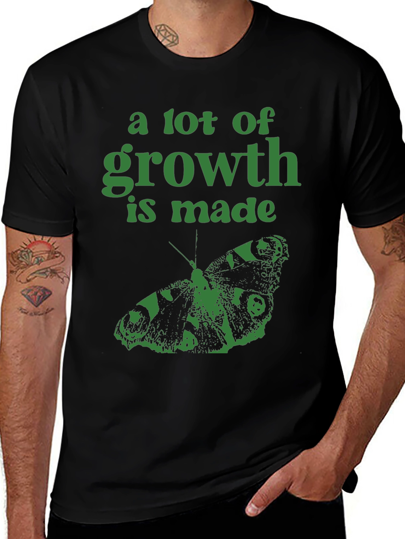 Growth Butterfly Graphic T-Shirt - Black