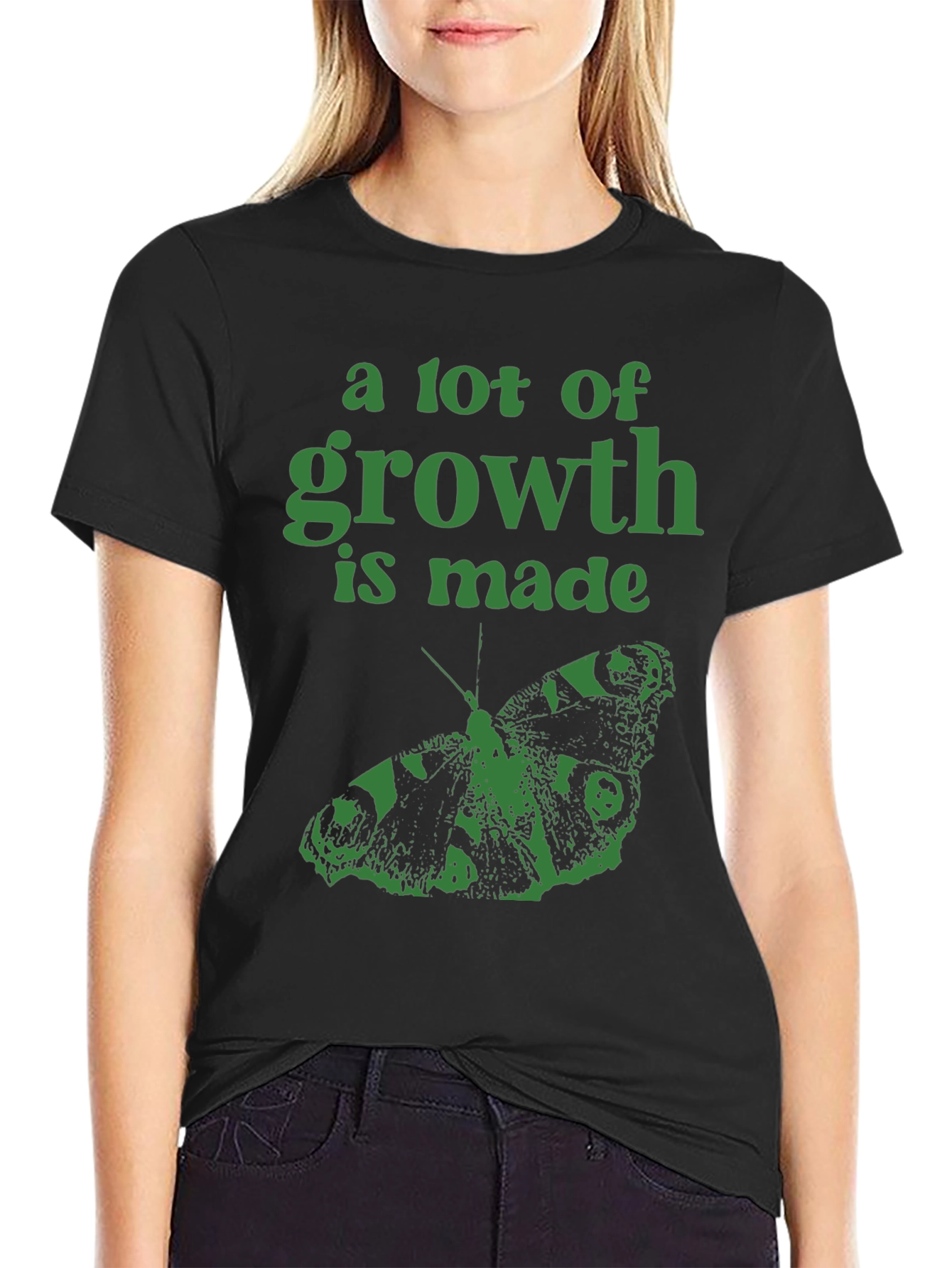 Growth Butterfly Graphic T-Shirt - Black
