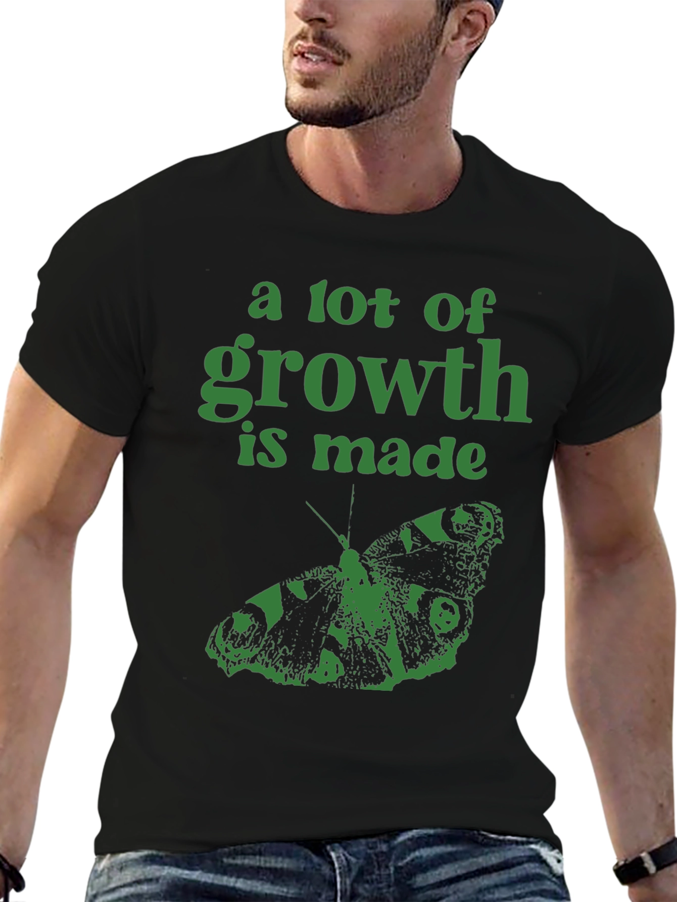 Growth Butterfly Graphic T-Shirt - Black