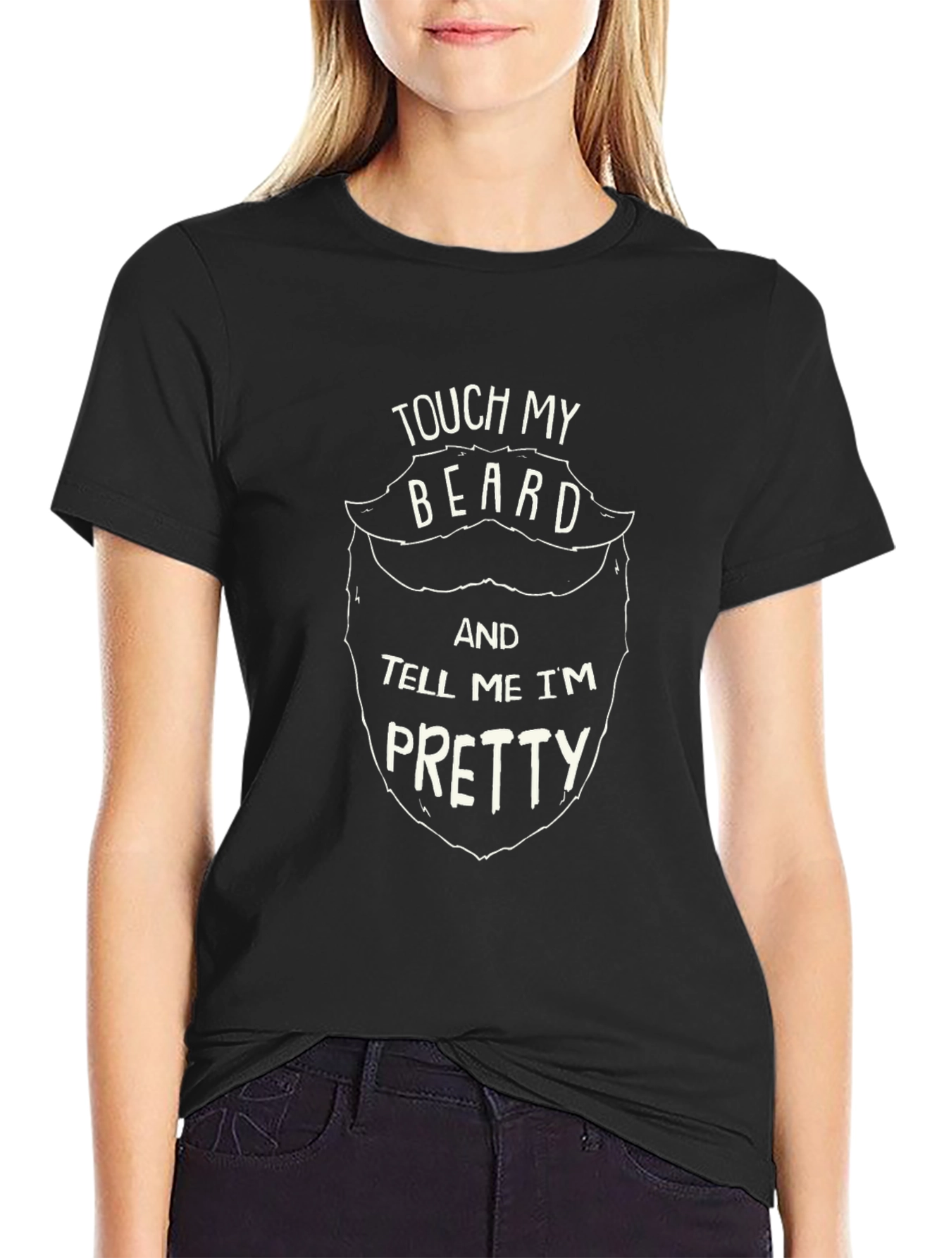 Touch My Beard Funny Graphic T-Shirt - Black