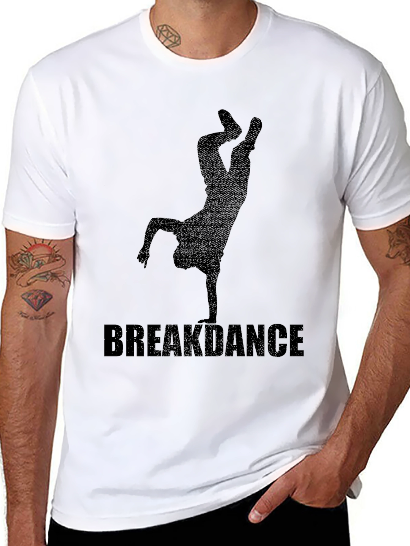 Breakdance Graphic Tee - Black Crewneck T-Shirt