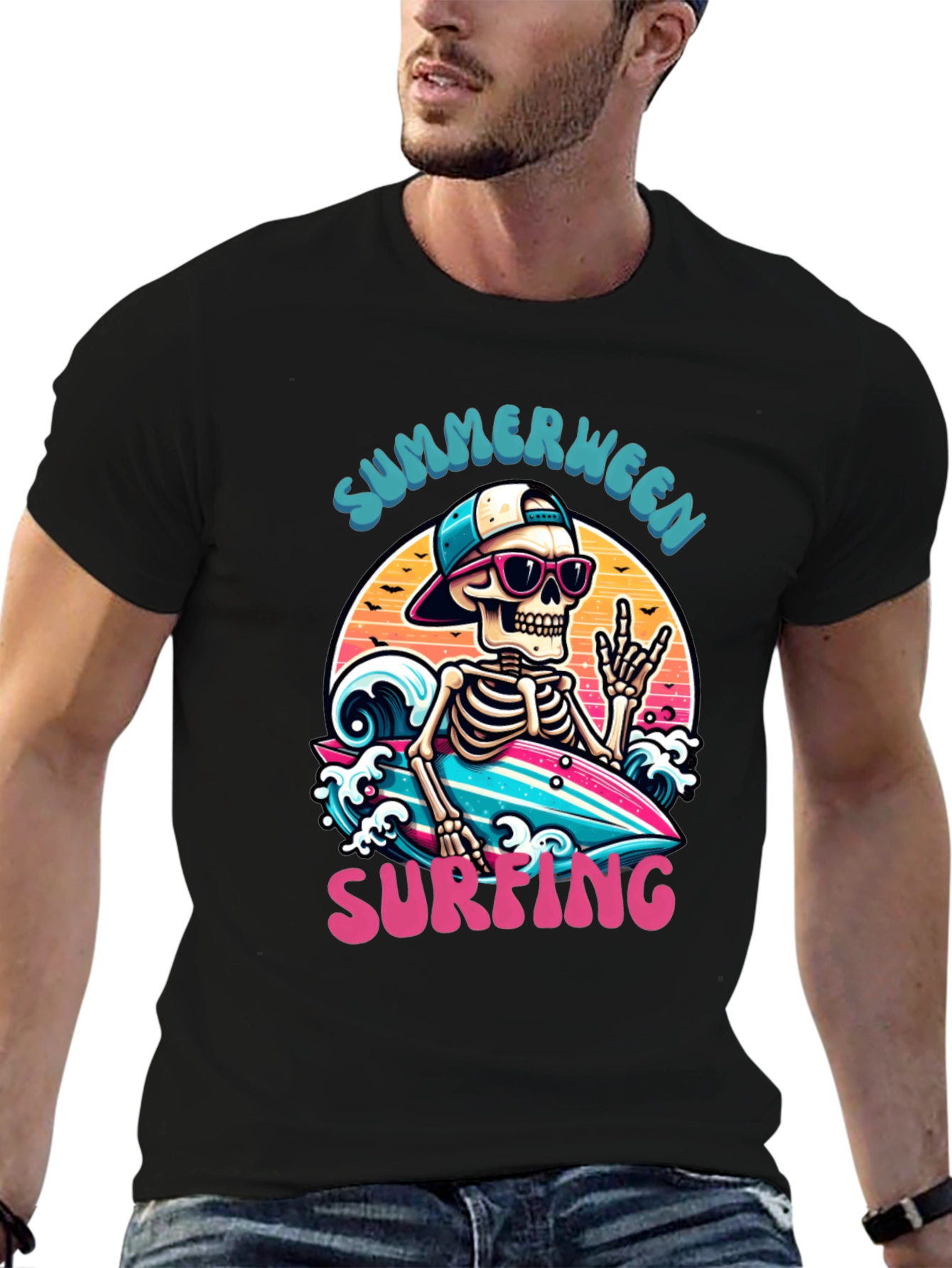 Summerween Skeleton Surfing T-Shirt