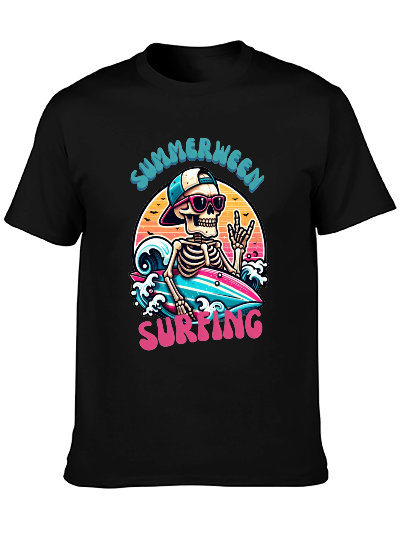 Summerween Skeleton Surfing T-Shirt