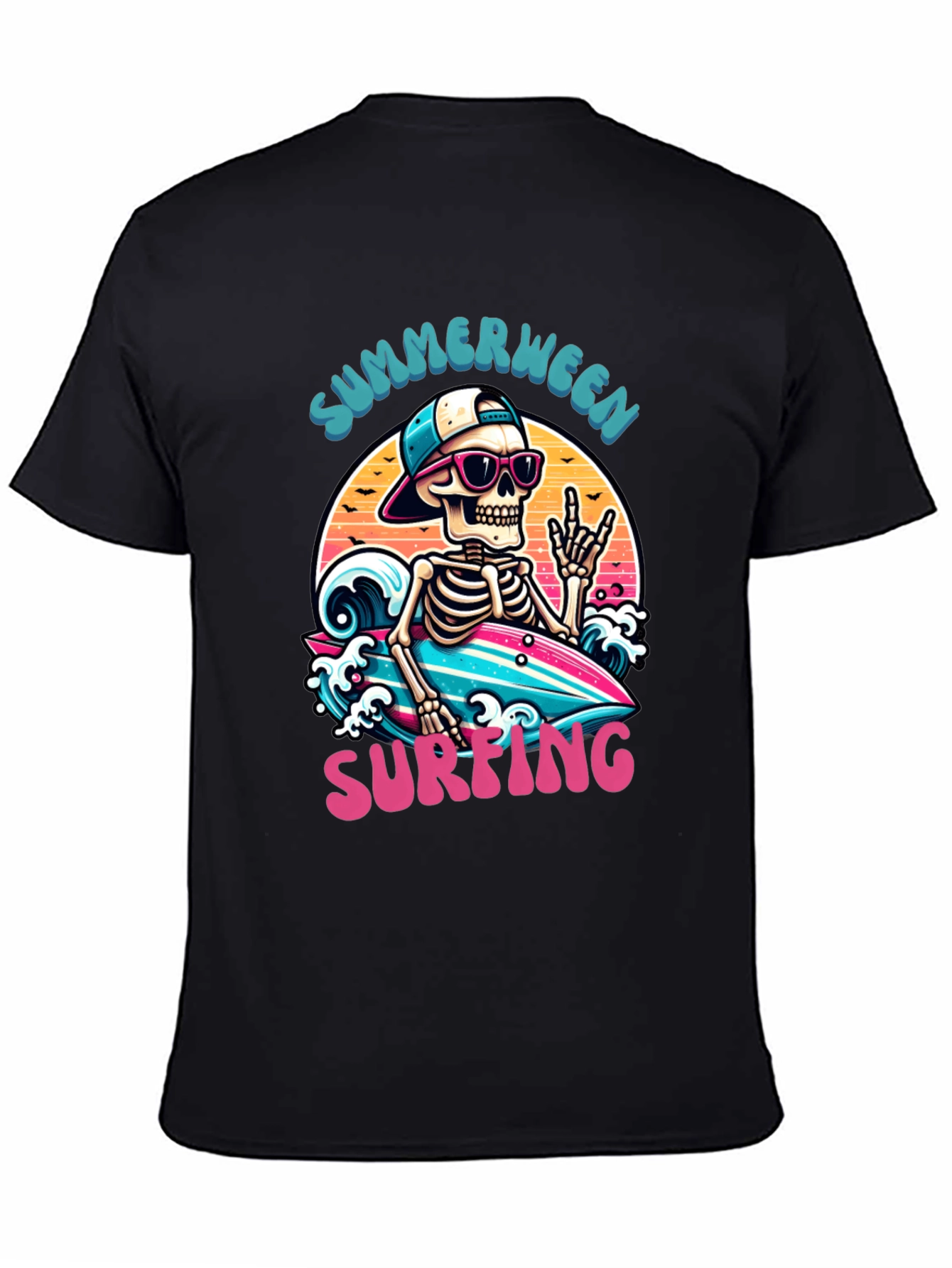 Summerween Skeleton Surfing T-Shirt