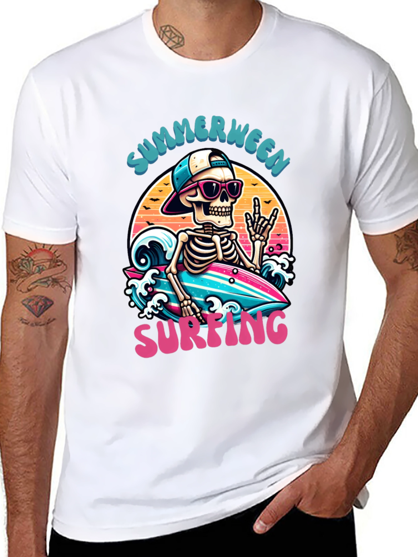 Summerween Skeleton Surfing T-Shirt