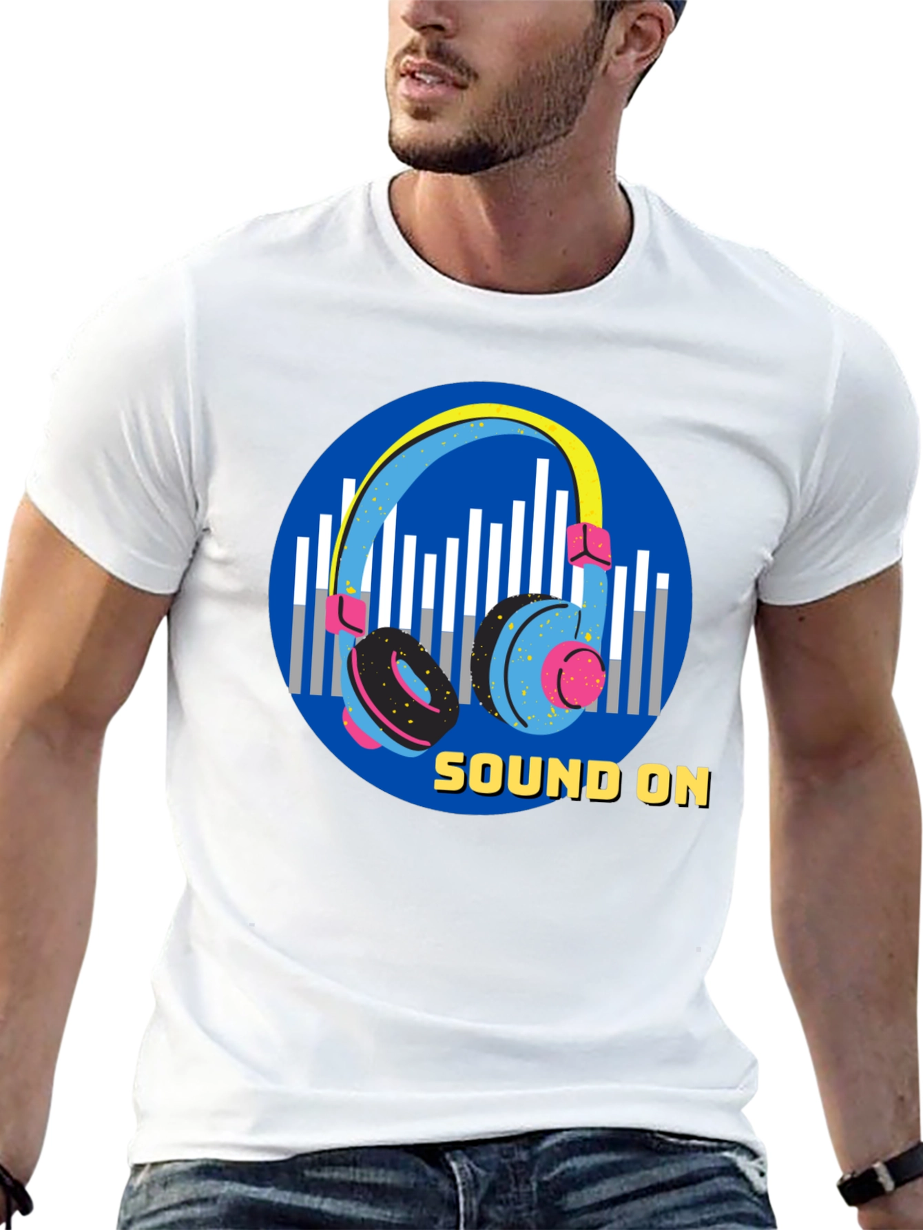 Sound On Graphic Tee - Black Cotton T-Shirt