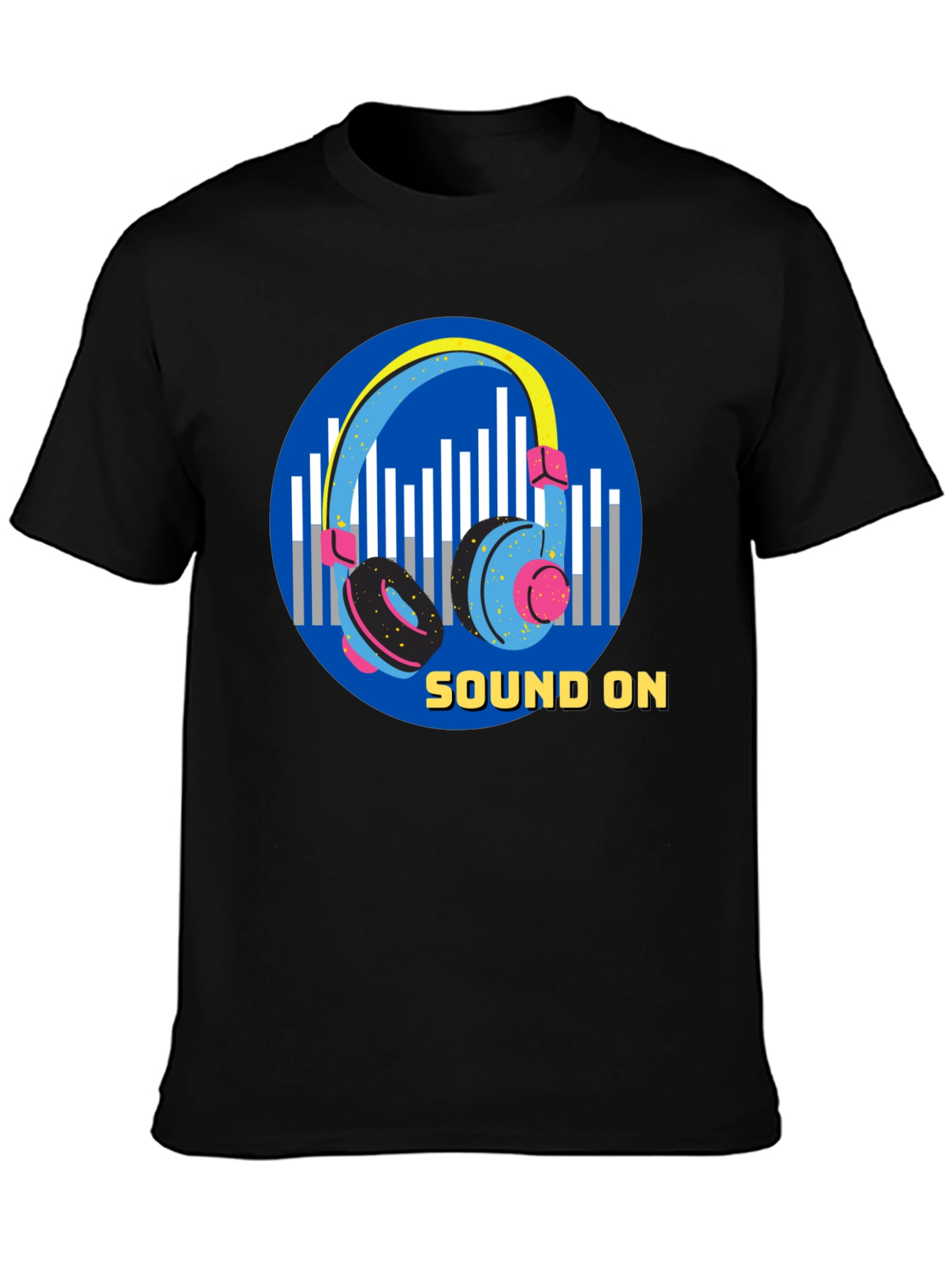 Sound On Graphic Tee - Black Cotton T-Shirt