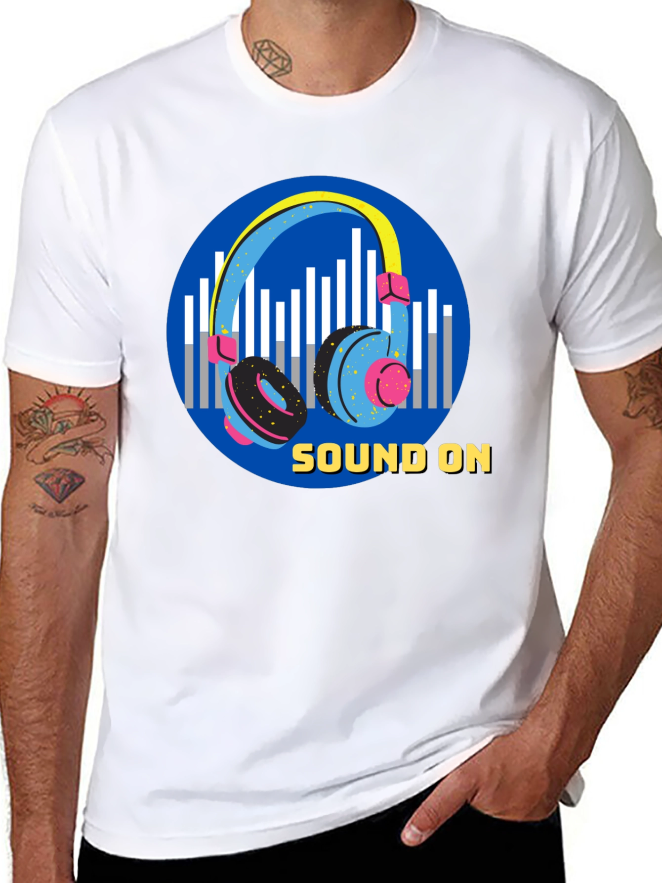 Sound On Graphic Tee - Black Cotton T-Shirt