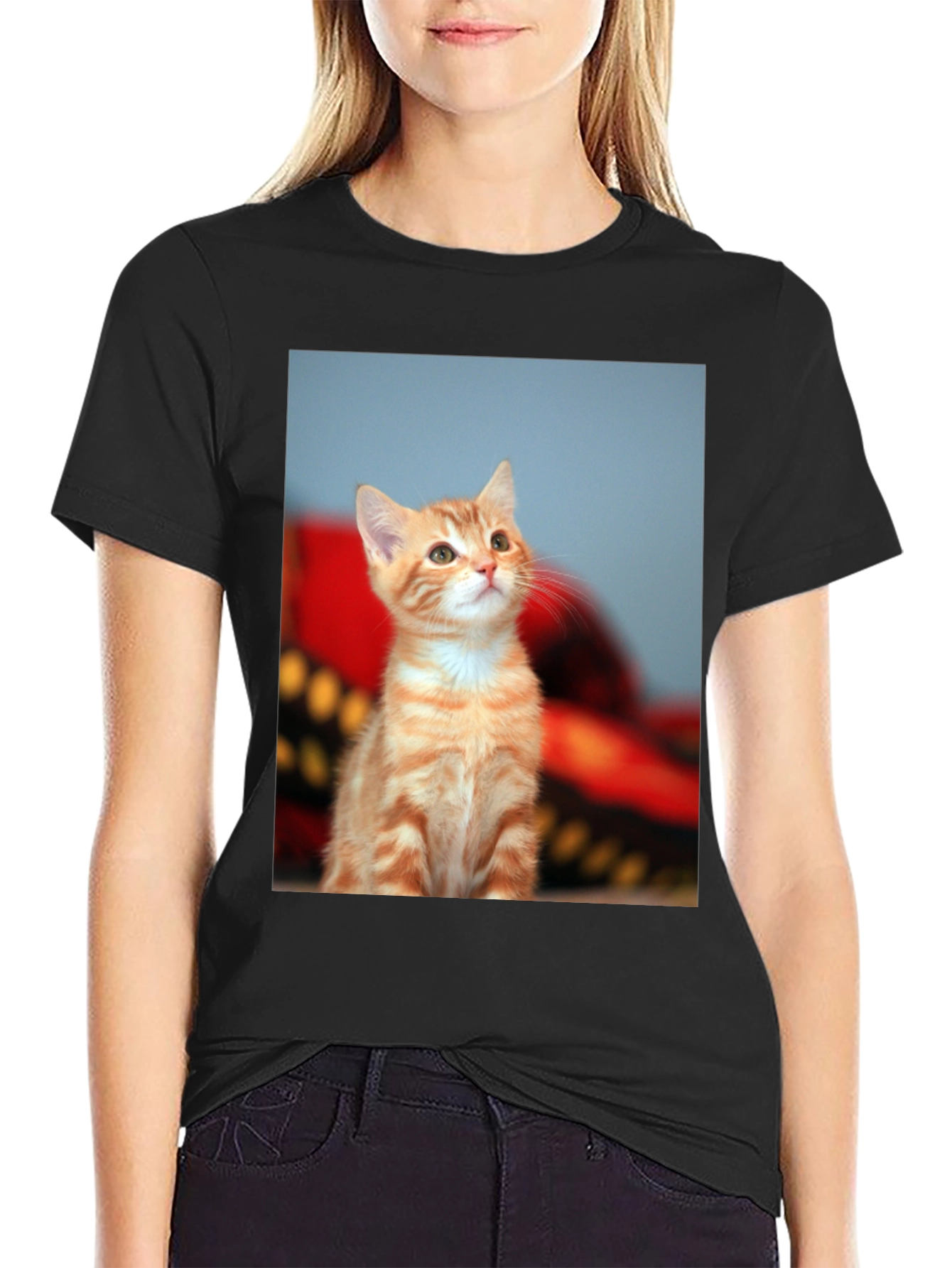 Cute Kitten Graphic Tee - Unisex Black T-Shirt