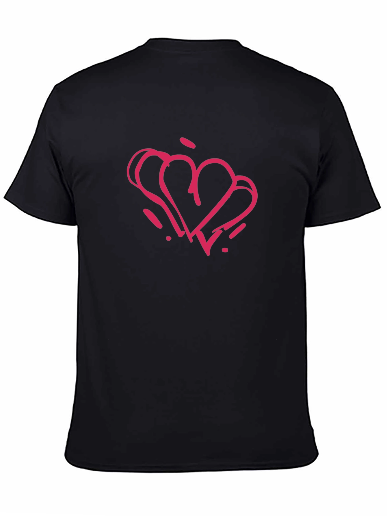 Black T-Shirt with Pink Heart Graphic