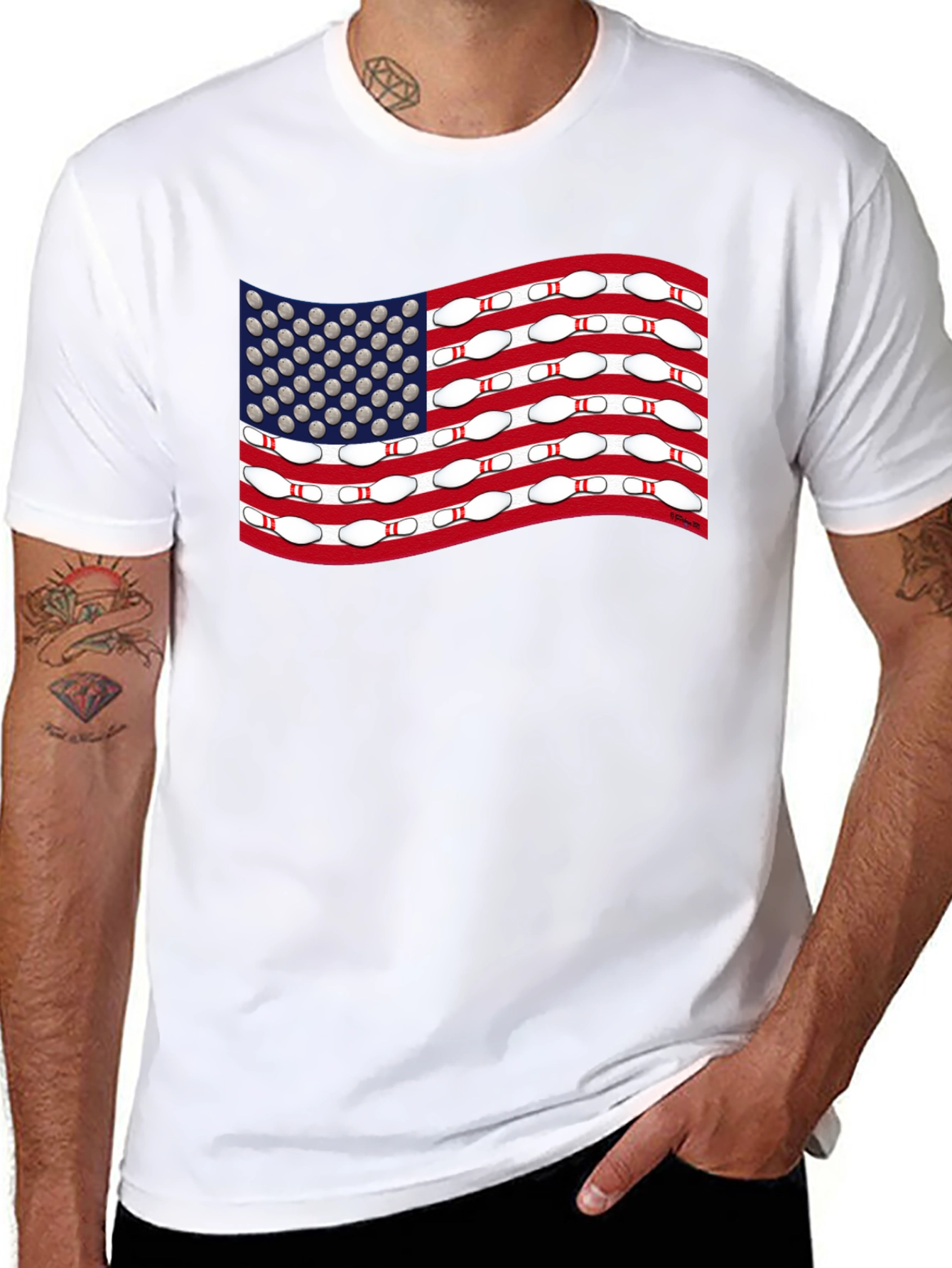 Bowling USA Flag T-Shirt - Patriotic Design