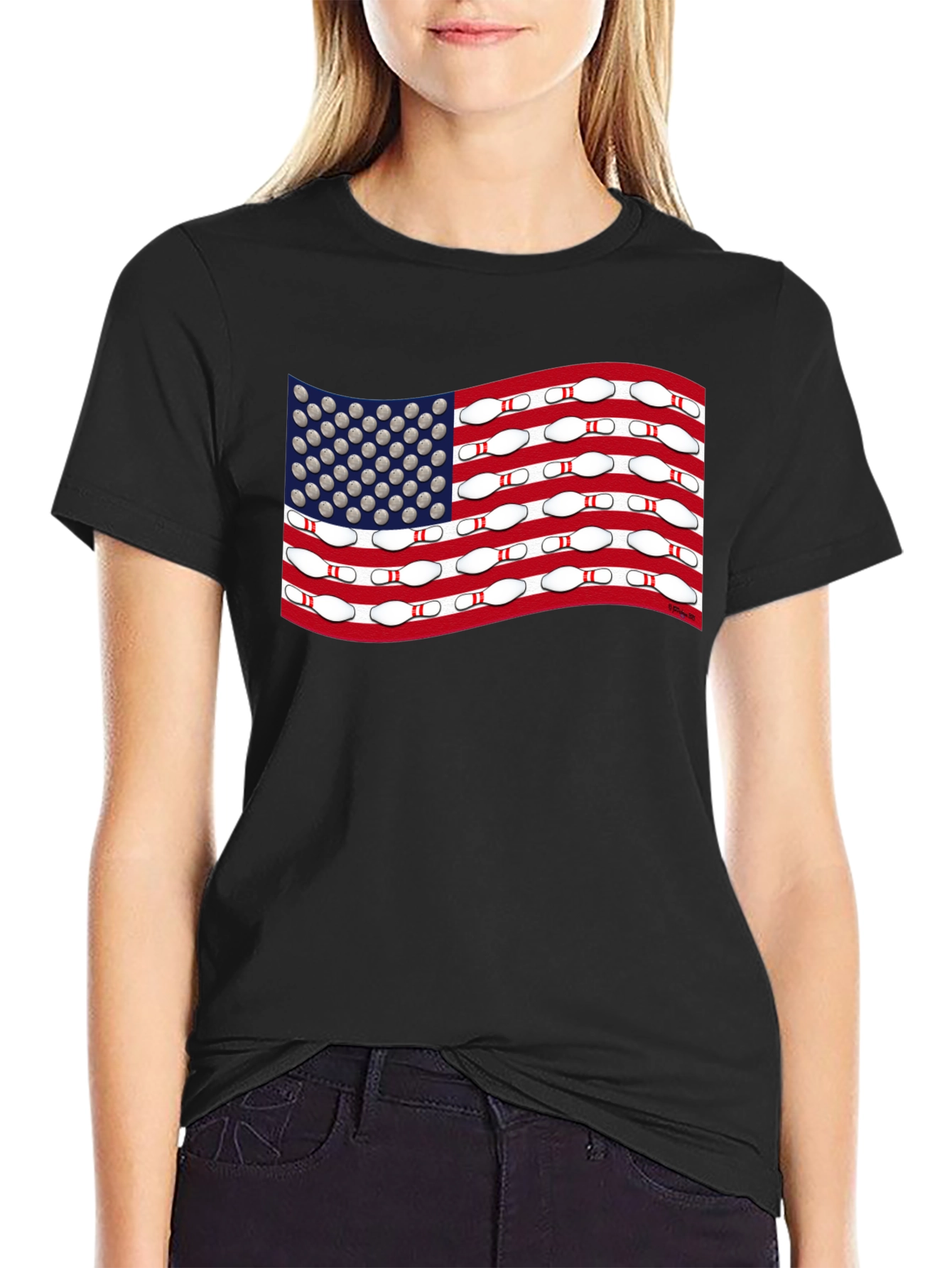 Bowling USA Flag T-Shirt - Patriotic Design